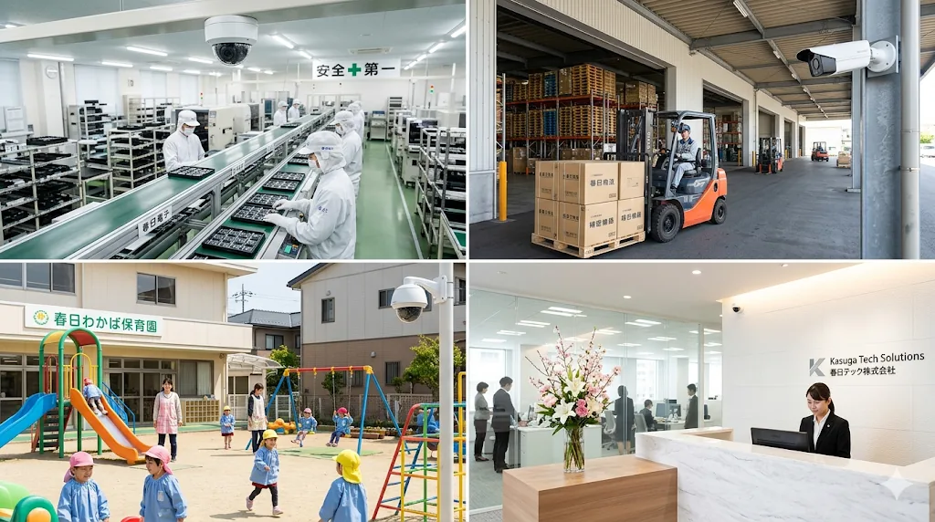 業種別の防犯カメラ導入実績 - 工場・倉庫・保育園・オフィス